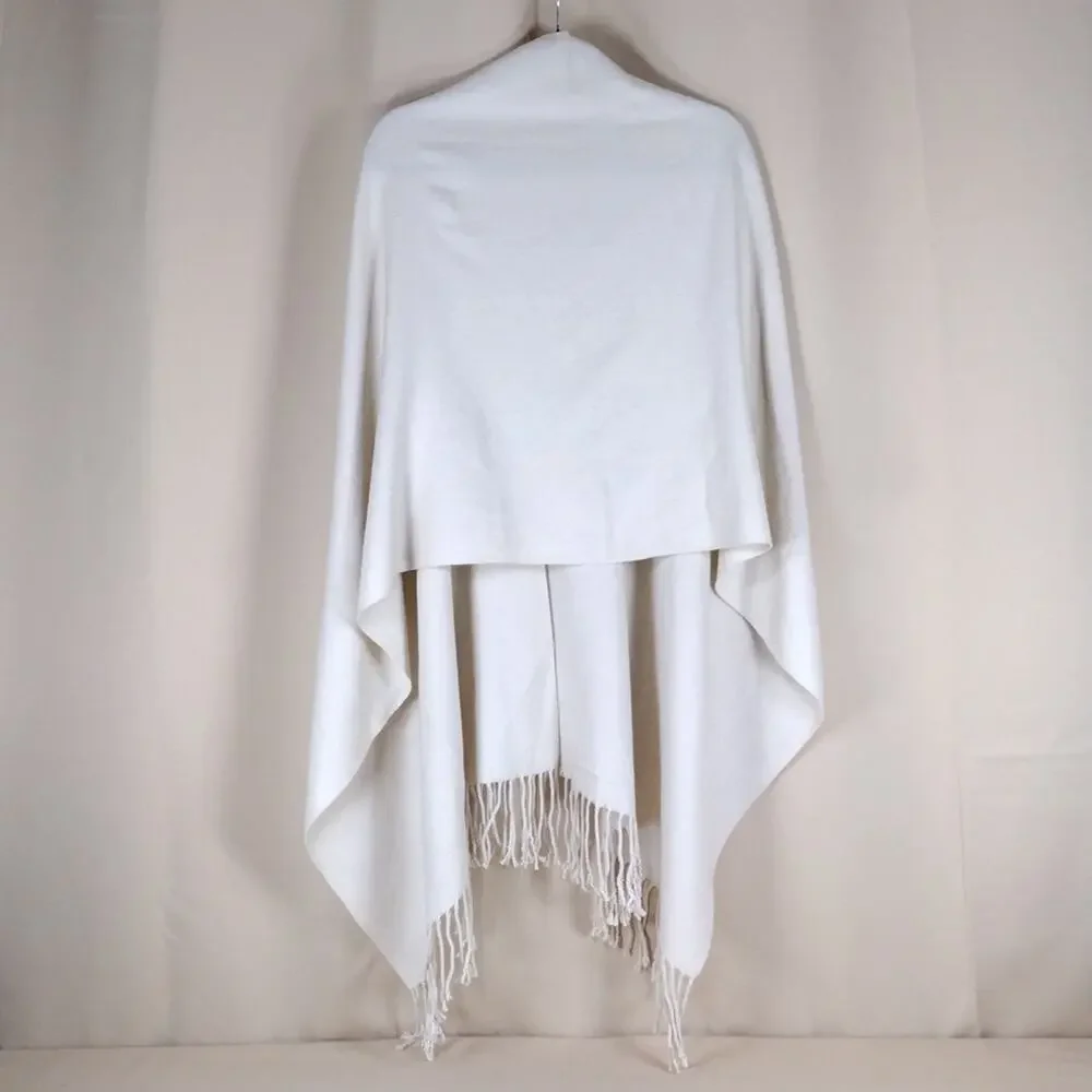 White Women’s Shawl Scarf Cream Beige Fringe Boho Flowy Casual Fall Layering